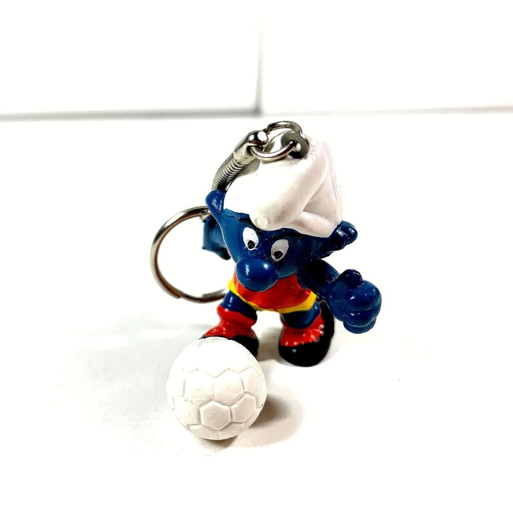 VINTAGE SMURF KEYCHAIN PEYO SCHLEIGH SMURF SOCCER NOS 70'S 80'S - Picture 4 of 4